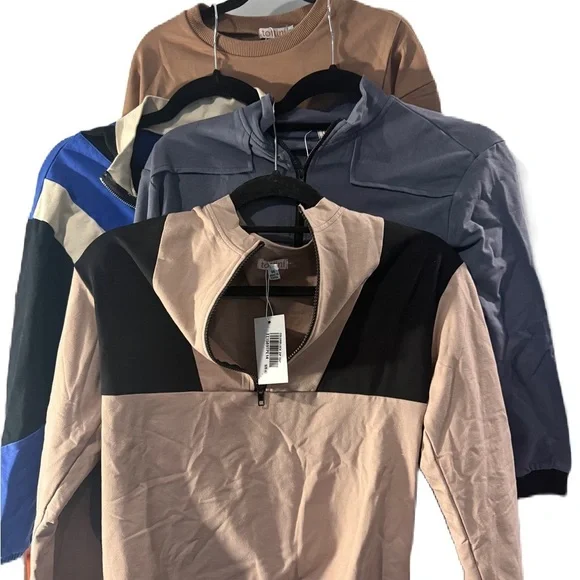 Girls Colorblock Quarter-Zip Pullover and sweatshirt bundle of 4 - Picture 3 of 10